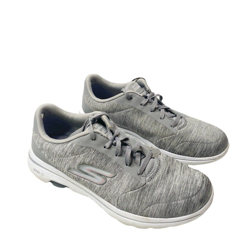 Skechers Goga Mat Ultra Go Air Cooled Gray Size 8 Shoes Womens Comfort Tie Up